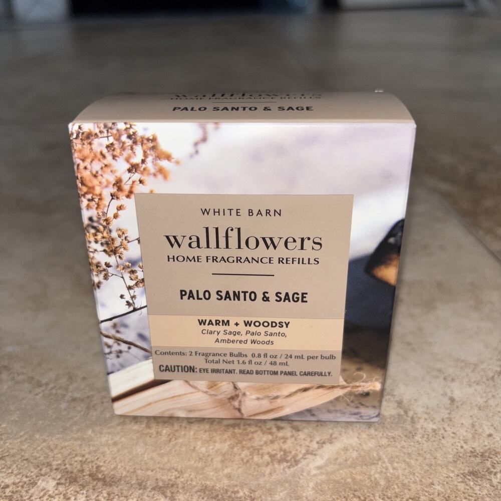 Bath & Body Works 2pk PALO SANTO & SAGE Wallflowers Refill .8 Fl Oz‎ Each